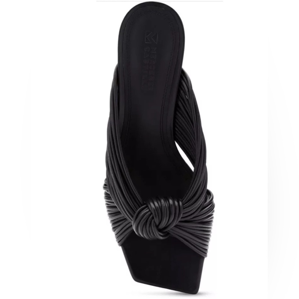 Mercedes Castillo Bianca Knotted straps Black Leather Sandal Sz 5.5